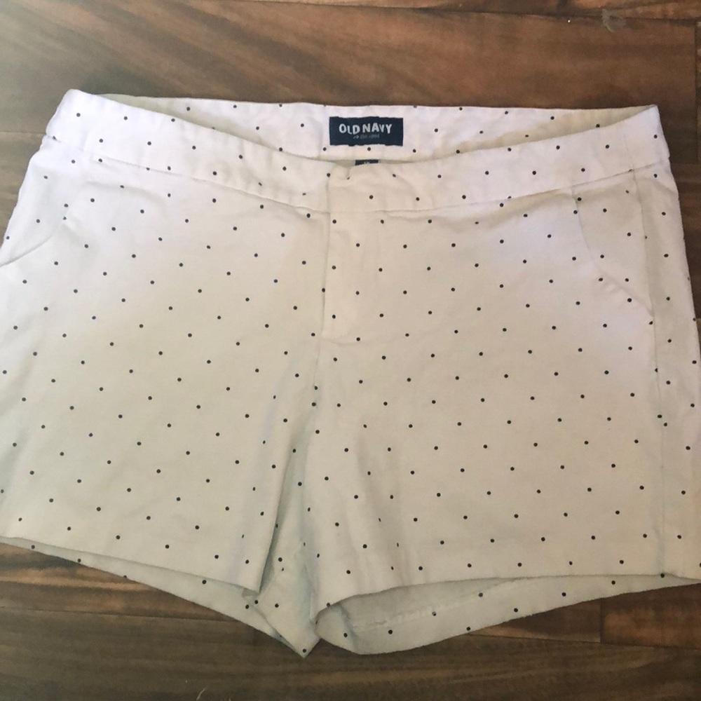 Off white and black polka dot shorts